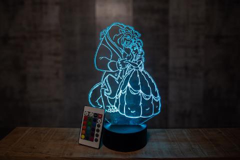 Lampada La Bella e la Bestia con Scritta Personalizzata Regplex Base LED RGB