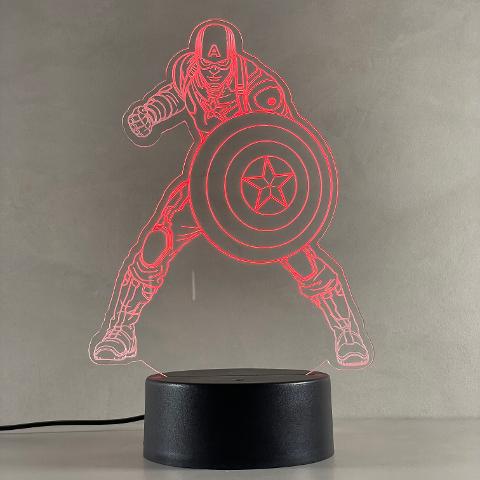 Lampada Capitan America con Scritta Personalizzata Regplex Base LED RGB