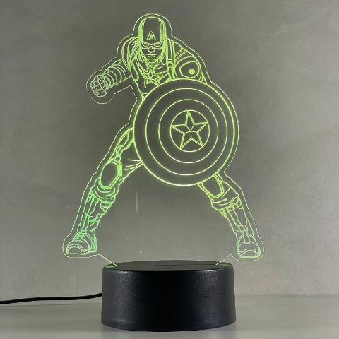 Lampada Capitan America con Scritta Personalizzata Regplex Base LED RGB