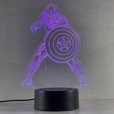 Lampada Capitan America con Scritta Personalizzata Regplex Base LED RGB