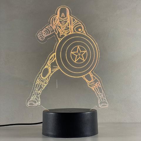 Lampada Capitan America con Scritta Personalizzata Regplex Base LED RGB