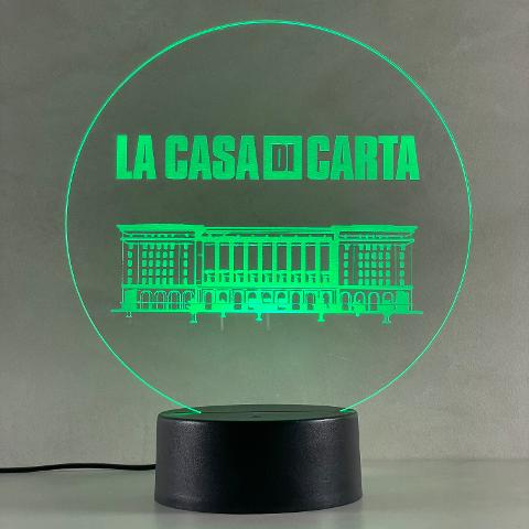 Lampada Casa Di Carta con Scritta Personalizzata Regplex Base LED RGB
