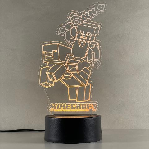 Lampada Minecraft con Scritta Personalizzata Regplex Base LED RGB