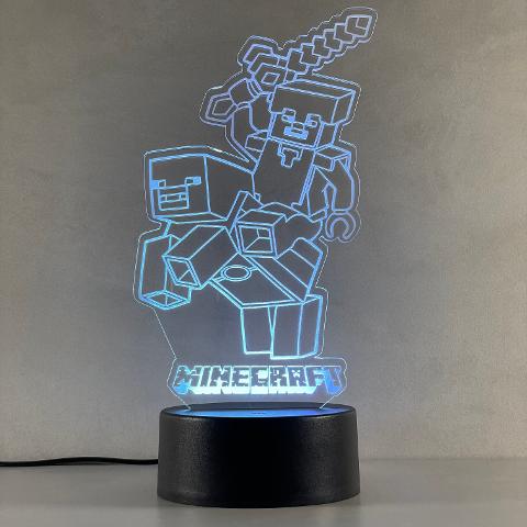 Lampada Minecraft con Scritta Personalizzata Regplex Base LED RGB