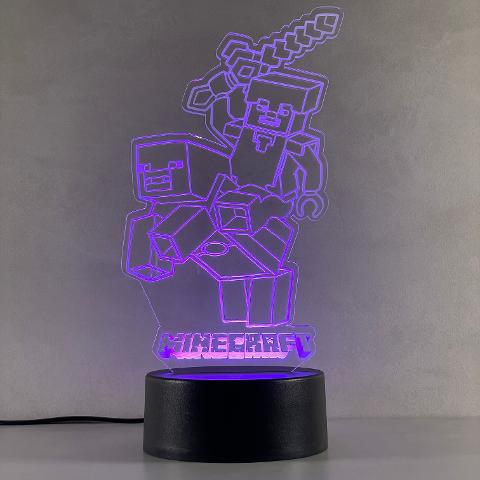 Lampada Minecraft con Scritta Personalizzata Regplex Base LED RGB