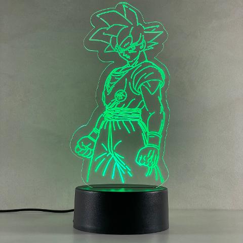 Lampada Goku Dragon Ball con Scritta Personalizzata Regplex Base LED RGB