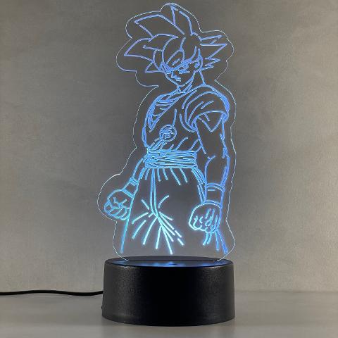 Lampada Goku Dragon Ball con Scritta Personalizzata Regplex Base LED RGB