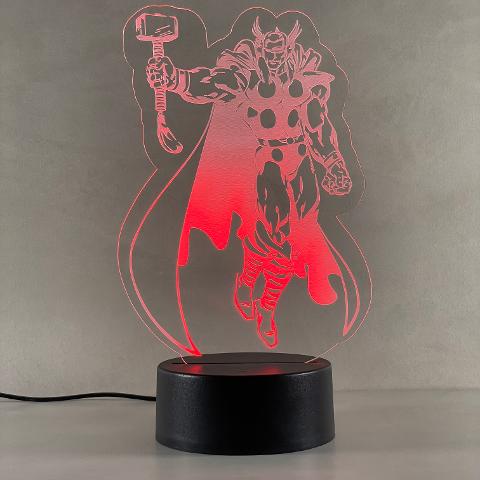 Lampada Marvel Thor con Scritta Personalizzata Regplex Base LED RGB