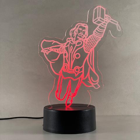 Lampada Marvel Thor con Scritta Personalizzata Regplex Base LED RGB