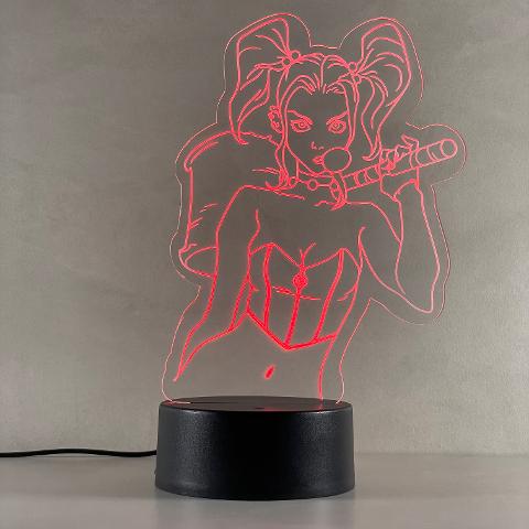 Lampada Harley Quinn con Scritta Personalizzata Regplex Base LED RGB