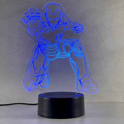 Lampada Marvel Iron Man con Scritta Personalizzata Regplex Base LED RGB