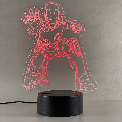 Lampada Marvel Iron Man con Scritta Personalizzata Regplex Base LED RGB