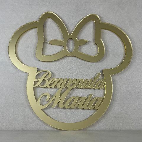 Dietro Porta Nascita in Plexiglas Specchiato Regplex Con Scritta Personalizzata