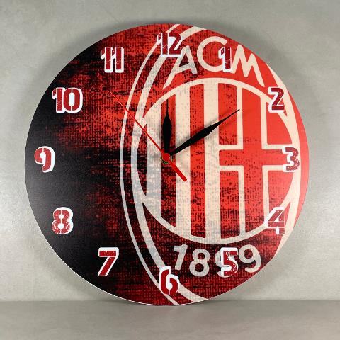 Orologio da parete in Plexiglas Milan Regplex tema Squadre Calcio