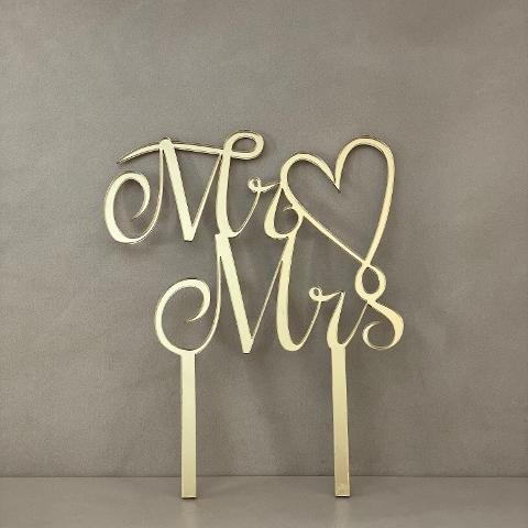 Cake Topper scritta - Mr  Mrs - in Plexiglass Regplex Decorazione per Torta