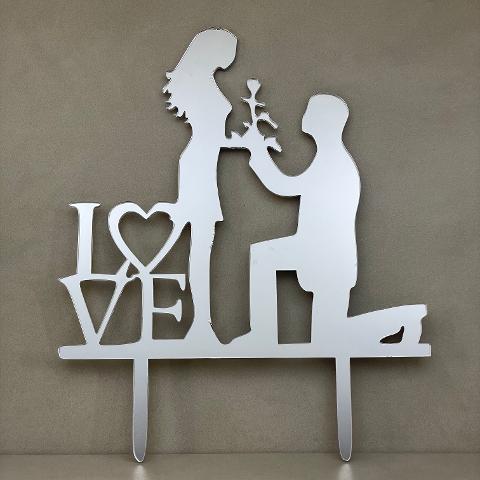 Cake Topper con Proposta di Matrimonio- in Plexiglass Regplex Decorazione per Torta