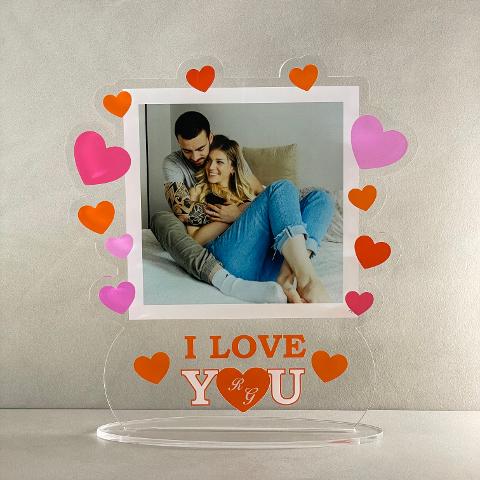 Porta Foto "I love you" Plexiglass cm 15x20 Irregolare Regplex Personalizzato