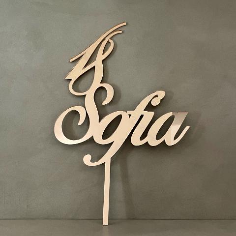 Cake Topper scritta - Numero 18 - con Nome personalizzato in Plexiglas Regplex Decorazione per Torta