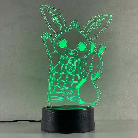 Lampada Bing Bunny con Scritta Personalizzata Regplex Base LED RGB