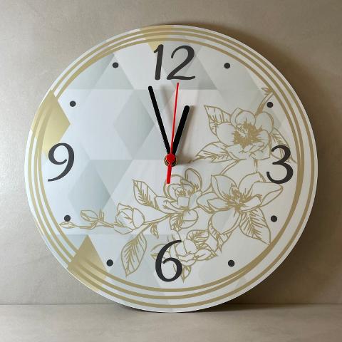 Orologio da parete in Plexiglas Regplex tema Floreale Gold