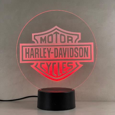 Lampada Logo Harley Davidson con Scritta Personalizzata Regplex Base LED RGB