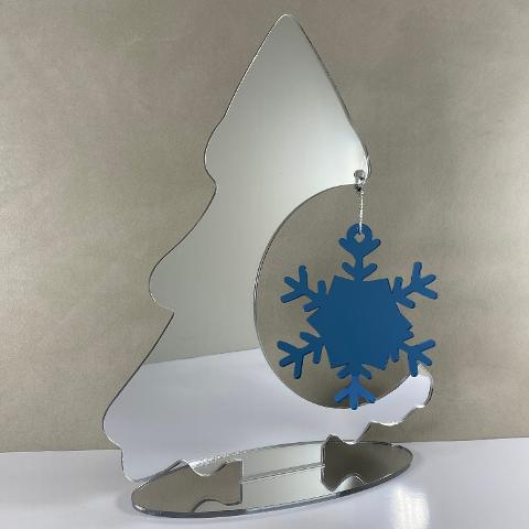 Albero con pallina Fiocco di Neve - Decoro Natalizio Regplex in Plexiglass