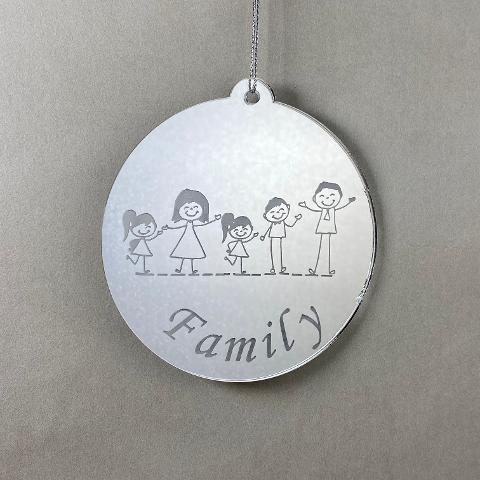 Pallina di Natale con incisione Famiglia Regplex in Plexiglas PN-58