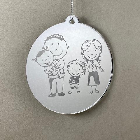 Pallina di Natale con incisione Famiglia Regplex in Plexiglas PN-60