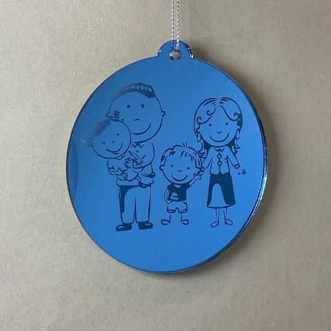 Pallina di Natale con incisione Famiglia Regplex in Plexiglas PN-60