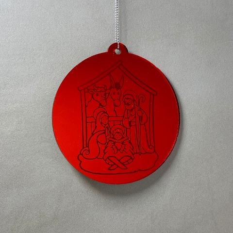 Pallina di Natale specchiata con incisione Sacra Famiglia Regplex in Plexiglas PN-68