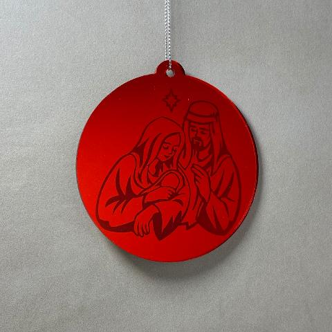 Pallina di Natale specchiata con incisione Sacra Famiglia Regplex in Plexiglas PN-65