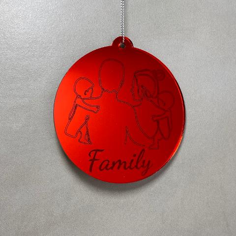 Pallina di Natale con incisione Famiglia Regplex in Plexiglas PN-74