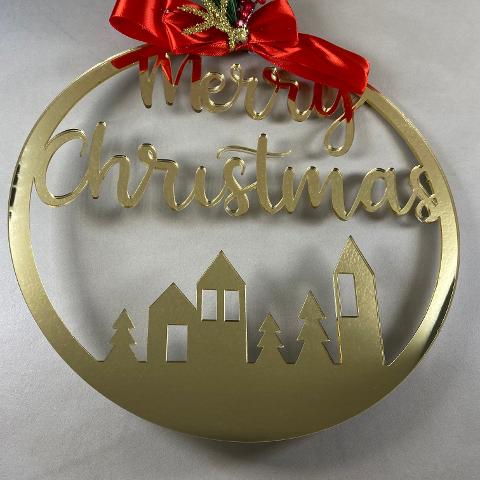 Ghirlanda Natalizia Fuoriporta Specchiata con scritta "Merry Christmas" Regplex in Plexiglass GH-1