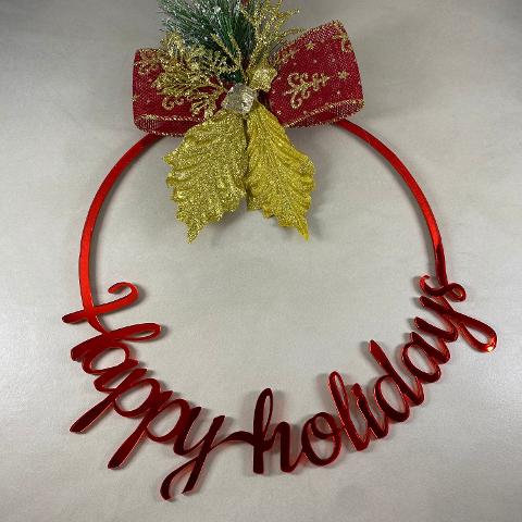Ghirlanda Natalizia Fuoriporta Specchiata con scritta "Happy Holidays" Regplex in Plexiglass GH-3