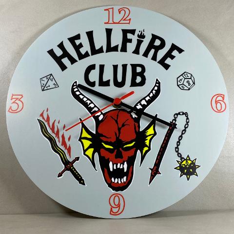 Orologio da parete in Plexiglas Hellfire Club Regplex tema Serie TV