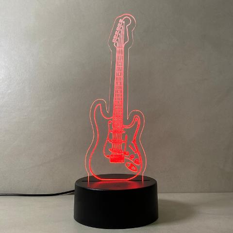 Lampada Fender Stratocaster con Scritta Personalizzata Regplex Base LED RGB