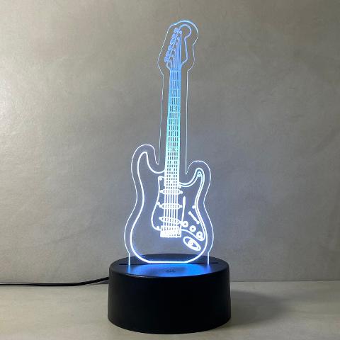 Lampada Fender Stratocaster con Scritta Personalizzata Regplex Base LED RGB