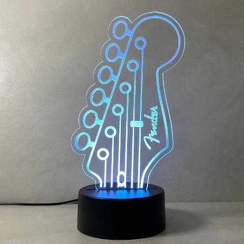 Lampada Fender Headstock con Scritta Personalizzata Regplex Base LED RGB