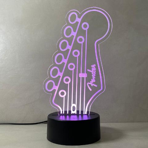 Lampada Fender Headstock con Scritta Personalizzata Regplex Base LED RGB