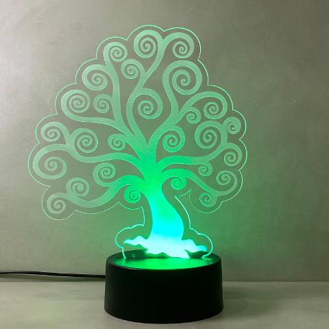 Lampada Albero della Vita con Scritta Personalizzata Regplex Base LED RGB