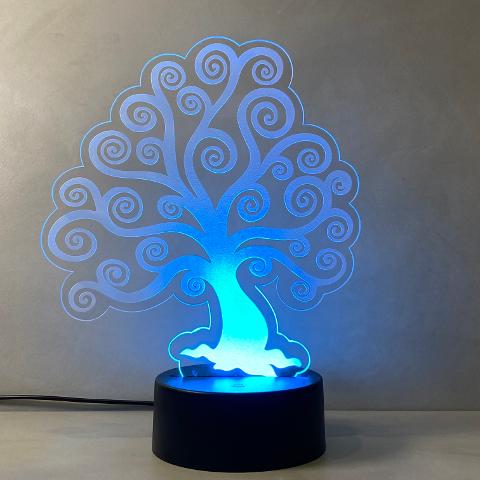 Lampada Albero della Vita con Scritta Personalizzata Regplex Base LED RGB