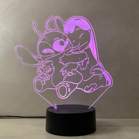 Lampada Lilo & Stitch Disney con Scritta Personalizzata Regplex Base LED RGB
