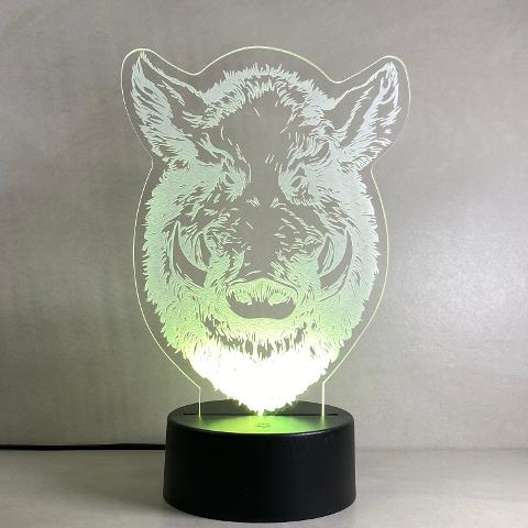 Lampada Cinghiale Wild Boar con Scritta Personalizzata Regplex Base LED RGB
