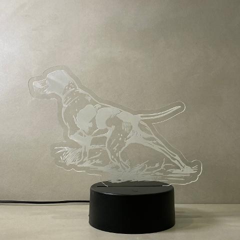 Lampada Pointer cane da caccia con Scritta Personalizzata Regplex Base LED RGB