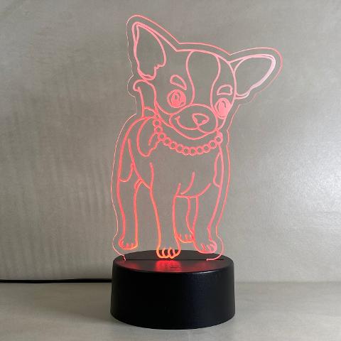Lampada chihuahua con Scritta Personalizzata Regplex Base LED RGB