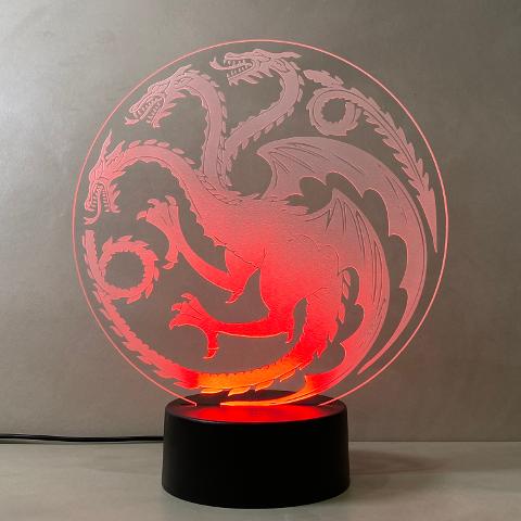 Lampada House of the Dragon con Scritta Personalizzata Regplex Base LED RGB