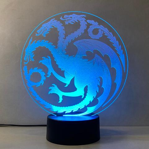Lampada House of the Dragon con Scritta Personalizzata Regplex Base LED RGB