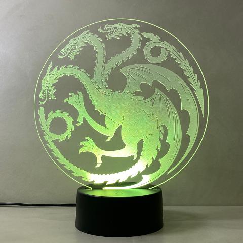 Lampada House of the Dragon con Scritta Personalizzata Regplex Base LED RGB