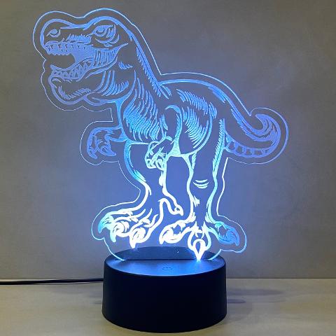 Lampada Tirannosauro rex con Scritta Personalizzata Regplex Base LED RGB