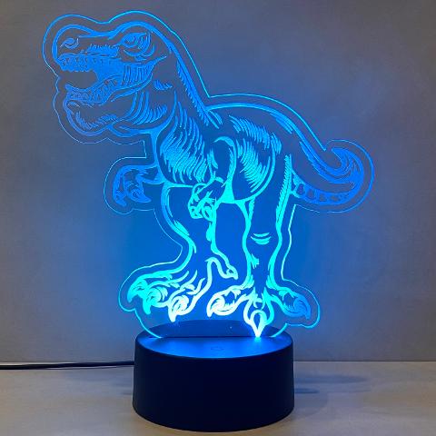 Lampada Tirannosauro rex con Scritta Personalizzata Regplex Base LED RGB